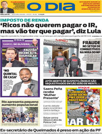 Capa do jornal O Dia 29/08/2025