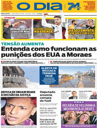 Capa do jornal O Dia 31/07/2025