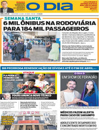 Capa do jornal O Dia 03/04/2026