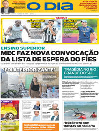 Capa do jornal O Dia 04/04/2026