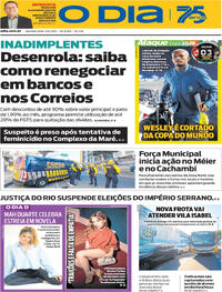 Capa do jornal O Dia 08/06/2026