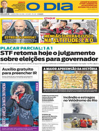 Capa do jornal O Dia 09/04/2026