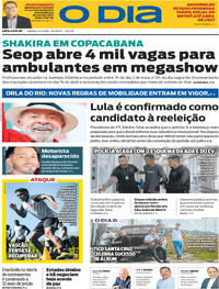 Capa do jornal O Dia 11/04/2026