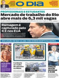 Capa do jornal O Dia 14/04/2026