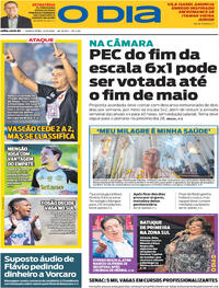 Capa do jornal O Dia 14/05/2026