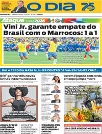 Capa do jornal O Dia 14/06/2026