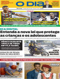 Capa do jornal O Dia 16/03/2026