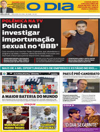 Capa do jornal O Dia 20/01/2026