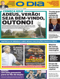Capa do jornal O Dia 20/03/2026