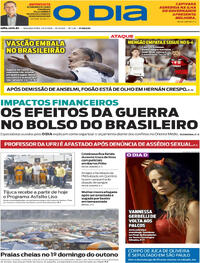 Capa do jornal O Dia 23/03/2026