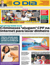 Capa do jornal O Dia 30/03/2026