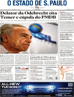Capa do jornal Estadão 10/12/2016