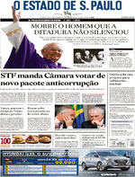 Capa do jornal Estadão 15/12/2016