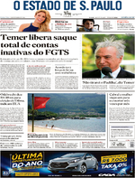 Capa do jornal Estadão 23/12/2016