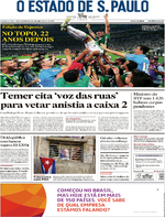 Capa do jornal Estadão 28/11/2016