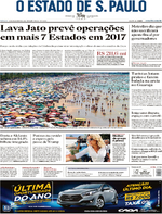 Capa do jornal Estadão 31/12/2016