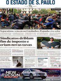 Capa do jornal Estadão 02/10/2017
