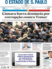 Capa do jornal Estadão 03/08/2017