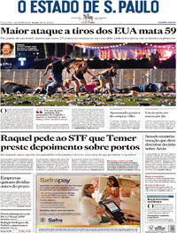 Capa do jornal Estadão 03/10/2017