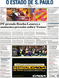 Capa do jornal Estadão 04/06/2017