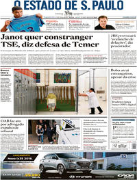 Capa do jornal Estadão 05/06/2017