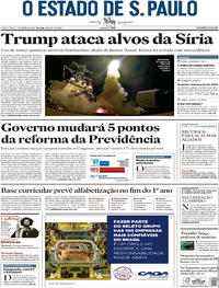 Capa do jornal Estadão 07/04/2017