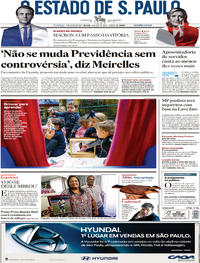 Capa do jornal Estadão 07/05/2017