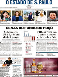 Capa do jornal Estadão 08/03/2017
