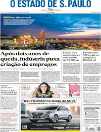 Capa do jornal Estadão 08/10/2017