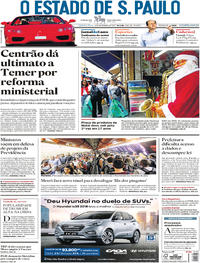 Capa do jornal Estadão 08/11/2017