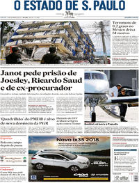 Capa do jornal Estadão 09/09/2017