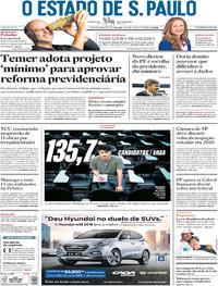 Capa do jornal Estadão 09/11/2017