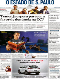 Capa do jornal Estadão 10/07/2017