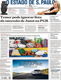 Capa do jornal Estadão 11/06/2017