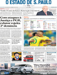 Capa do jornal Estadão 11/10/2017