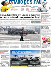 Capa do jornal Estadão 11/11/2017