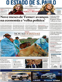 Capa do jornal Estadão 12/02/2017