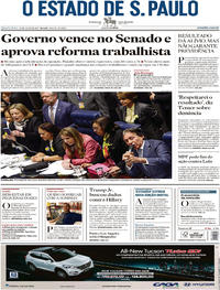 Capa do jornal Estadão 12/07/2017