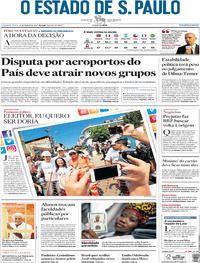 Capa do jornal Estadão 13/03/2017