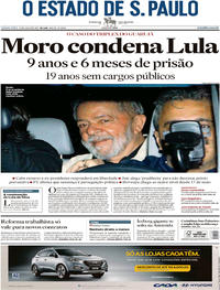 Capa do jornal Estadão 13/07/2017