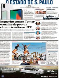 Capa do jornal Estadão 13/09/2017