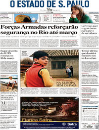 Capa do jornal Estadão 14/02/2017