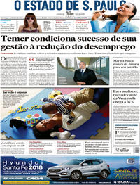 Capa do jornal Estadão 14/05/2017