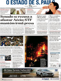 Capa do jornal Estadão 14/06/2017