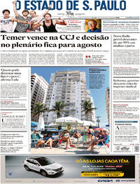 Capa do jornal Estadão 14/07/2017