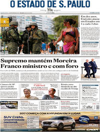 Capa do jornal Estadão 15/02/2017