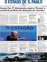 Capa do jornal Estadão 15/09/2017