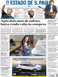 Capa do jornal Estadão 15/10/2017