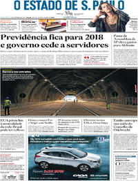 Capa do jornal Estadão 15/12/2017