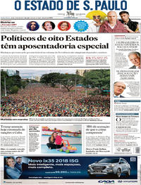 Capa do jornal Estadão 16/06/2017